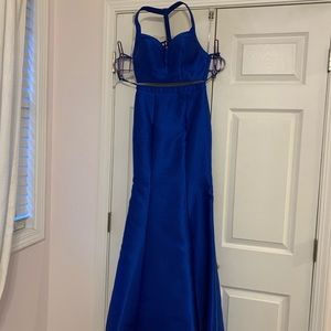 2 Piece Royal Blue Prom Dress